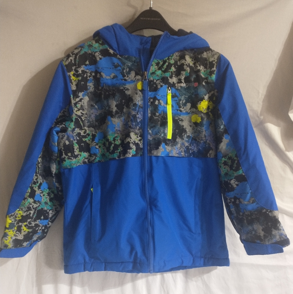 Swiss Tech Winter Jacket Big Kids 10-12 Blue Heavy Hooded